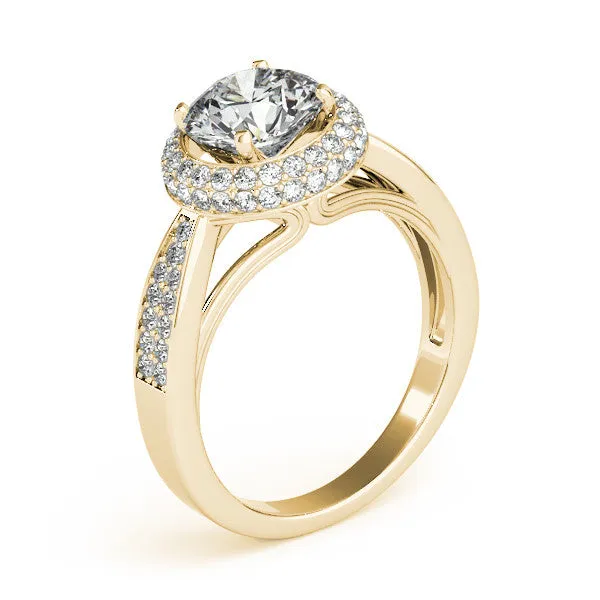 Diamond Pave Halo Engagement Ring - Raquel