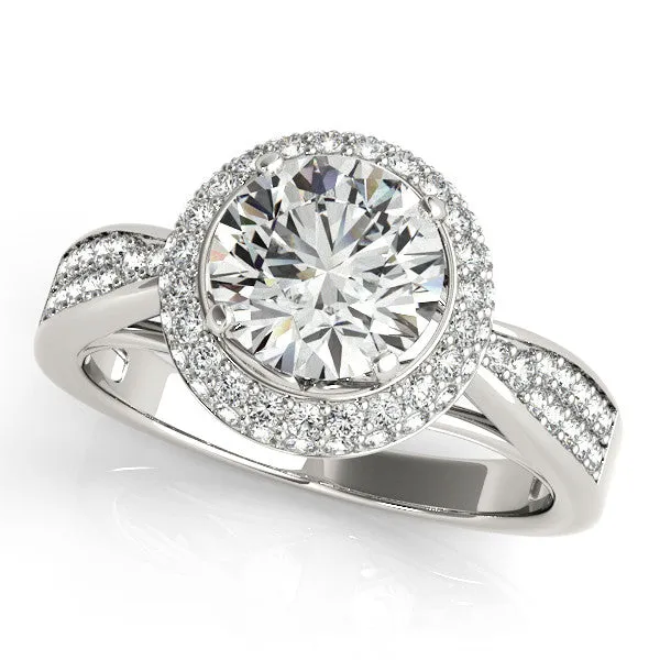 Diamond Pave Halo Engagement Ring - Raquel
