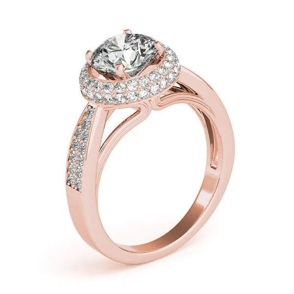 Diamond Pave Halo Engagement Ring - Raquel