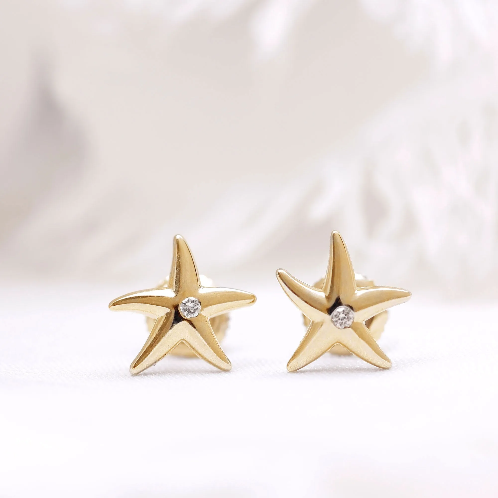 Diamond Starfish Stud Earrings for Women