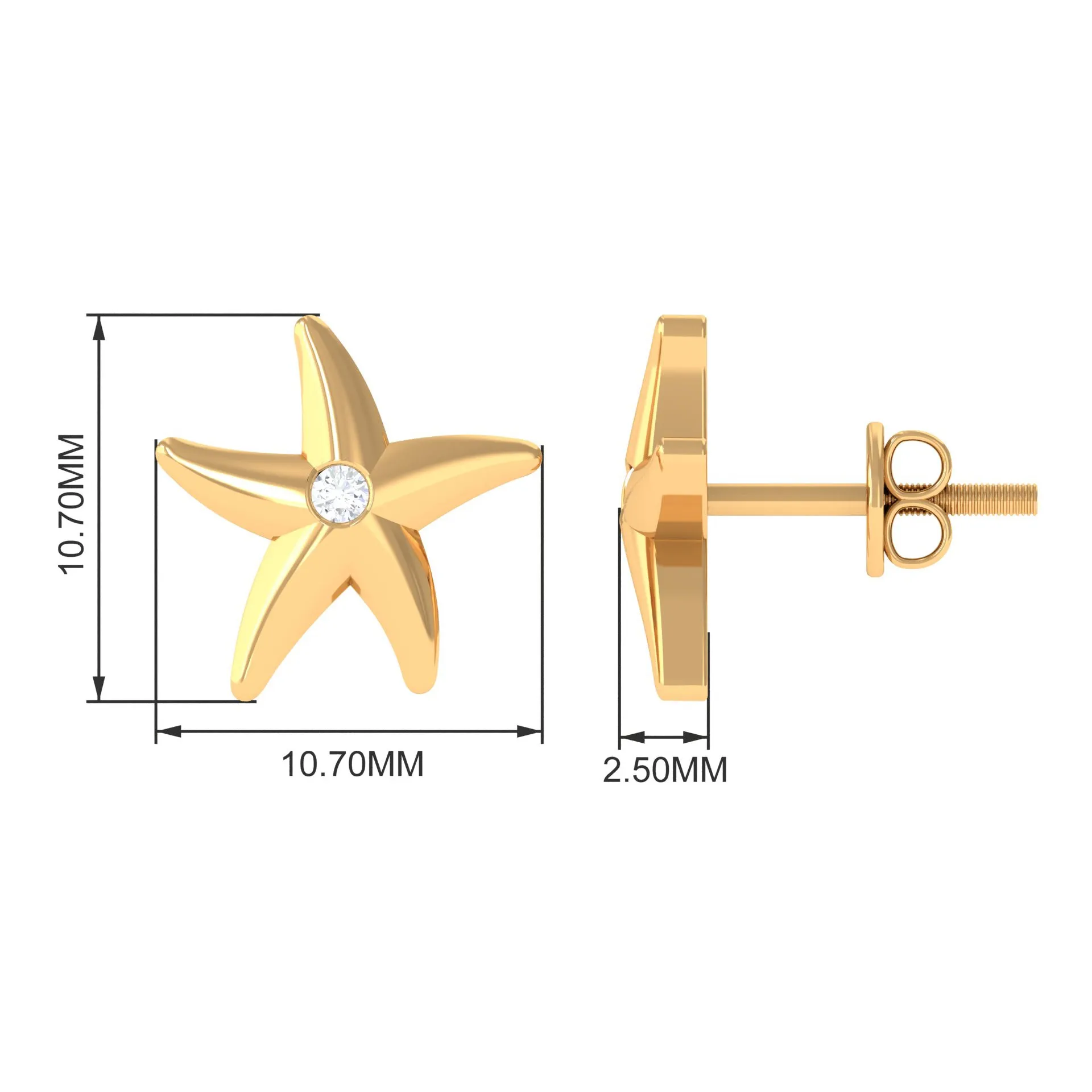 Diamond Starfish Stud Earrings for Women