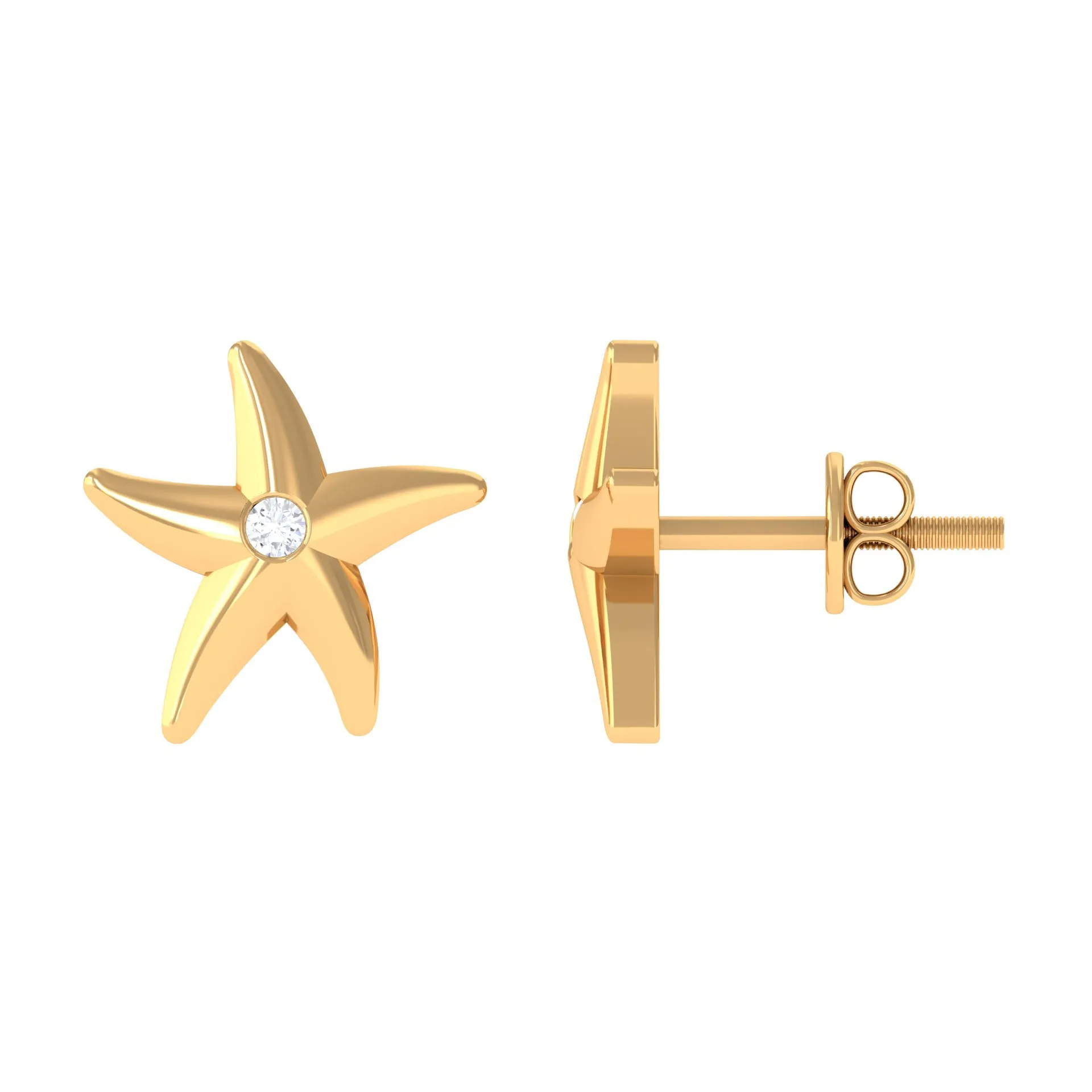 Diamond Starfish Stud Earrings for Women
