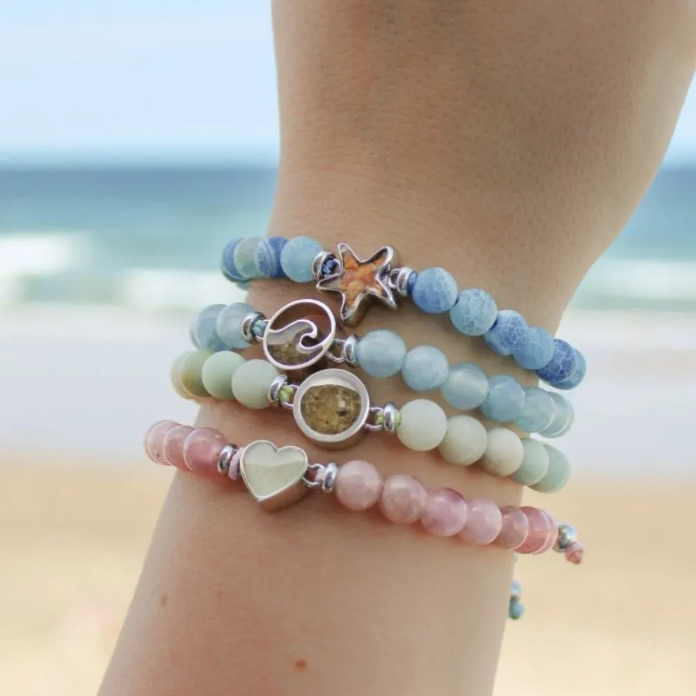 Dune Beaded Bracelet Adjustable - Wave - Aquamarine