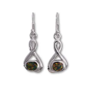 E552 - Fire opal silver wire earrings