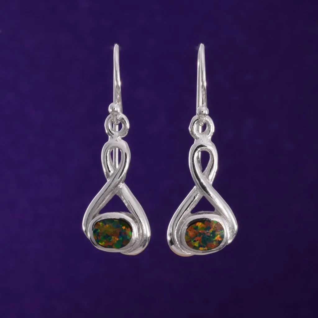 E552 - Fire opal silver wire earrings