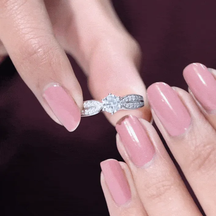 Elegant Round Moissanite Engagement Ring with Side Stones