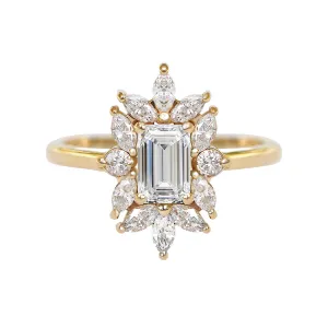 Emerald Cut, Marquise Diamond Halo Engagement ring, Charlotte ♥