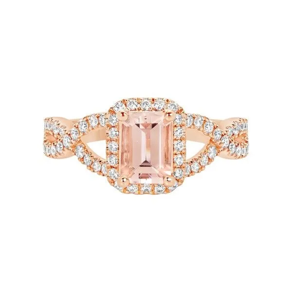 Emerald Morganite Twisted Shank Engagement Ring