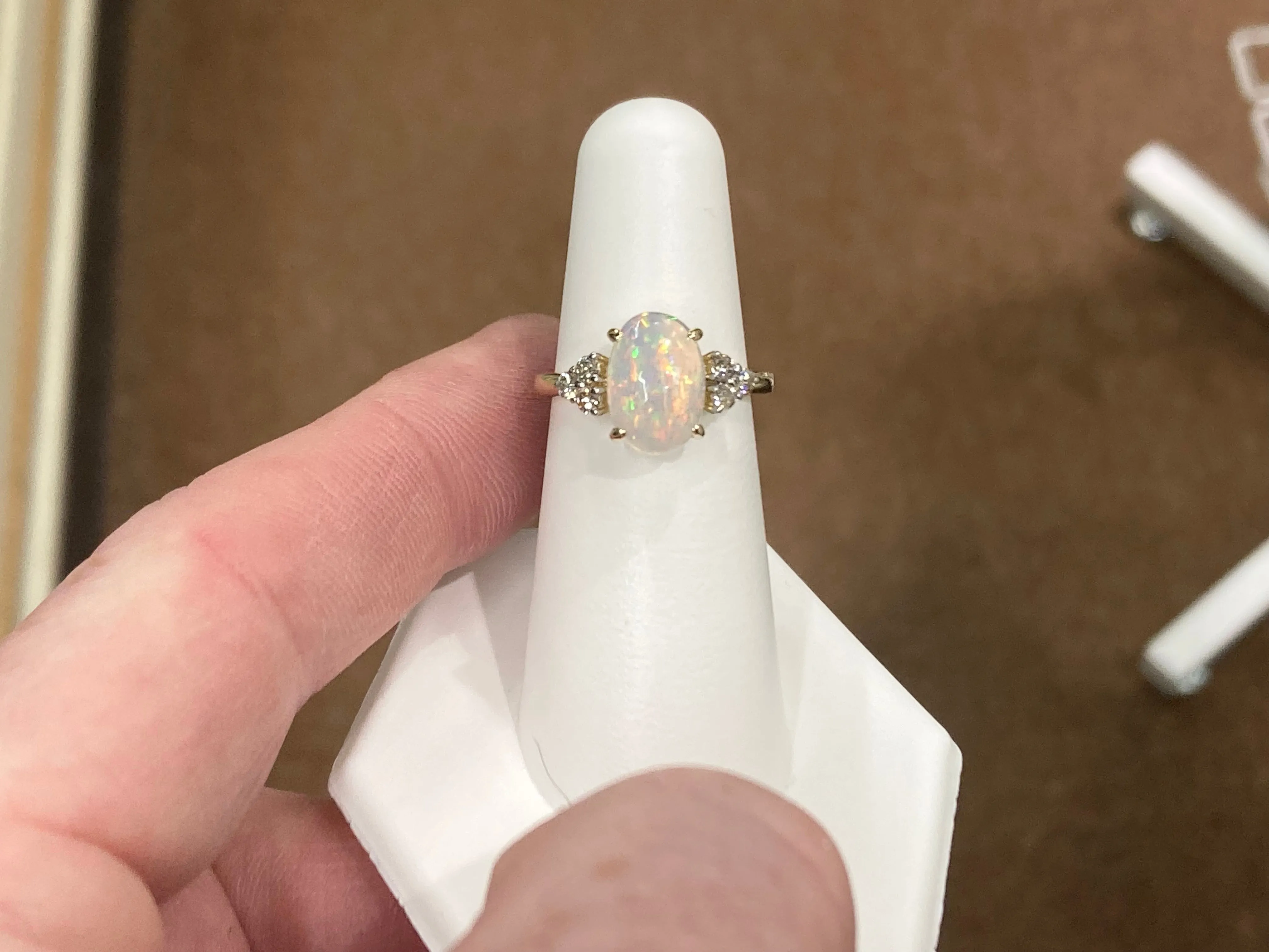 Ethiopian Opal And Diamond Gold Ring