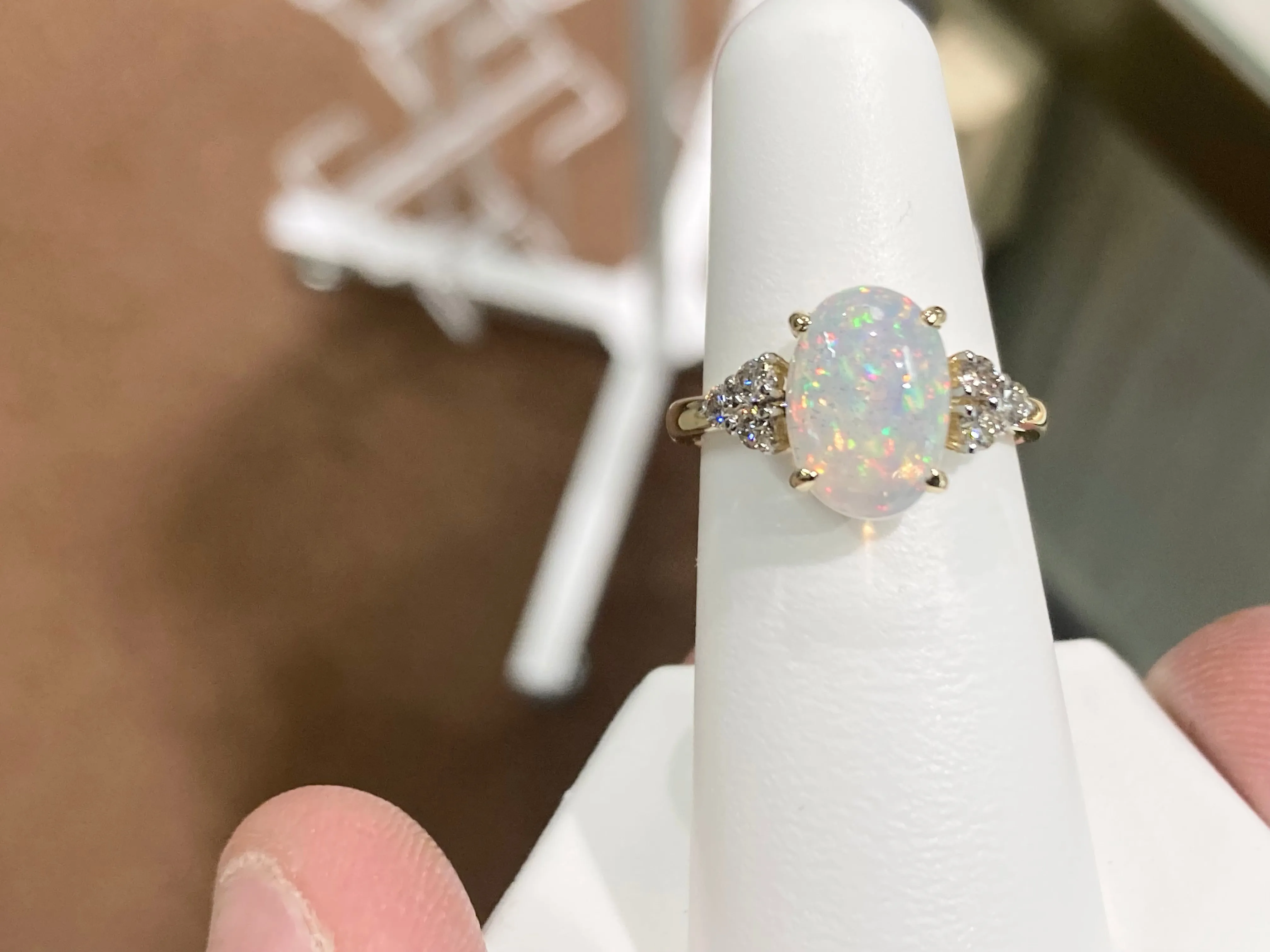 Ethiopian Opal And Diamond Gold Ring