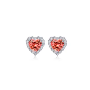 Fancy Lab-Grown Sapphire Halo Heart Earrings