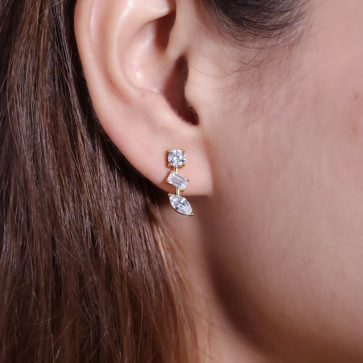 Farheen Fancy Silver Stud Earrings | 22KT Gold Vermeil