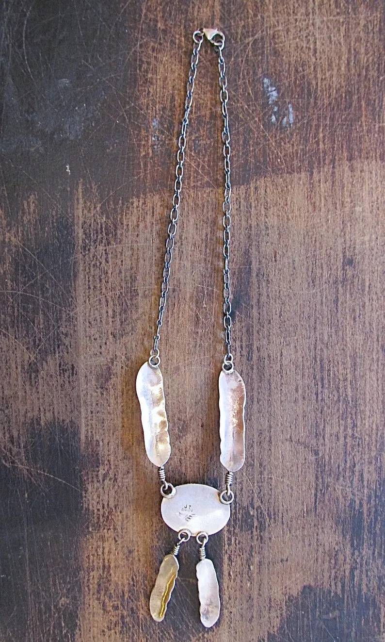 FEATHERED FREIND Navajo Silver & Royston Turquoise Necklace
