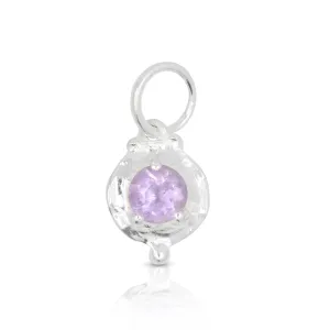 February Amethyst Silver Birthstone Necklace Charm