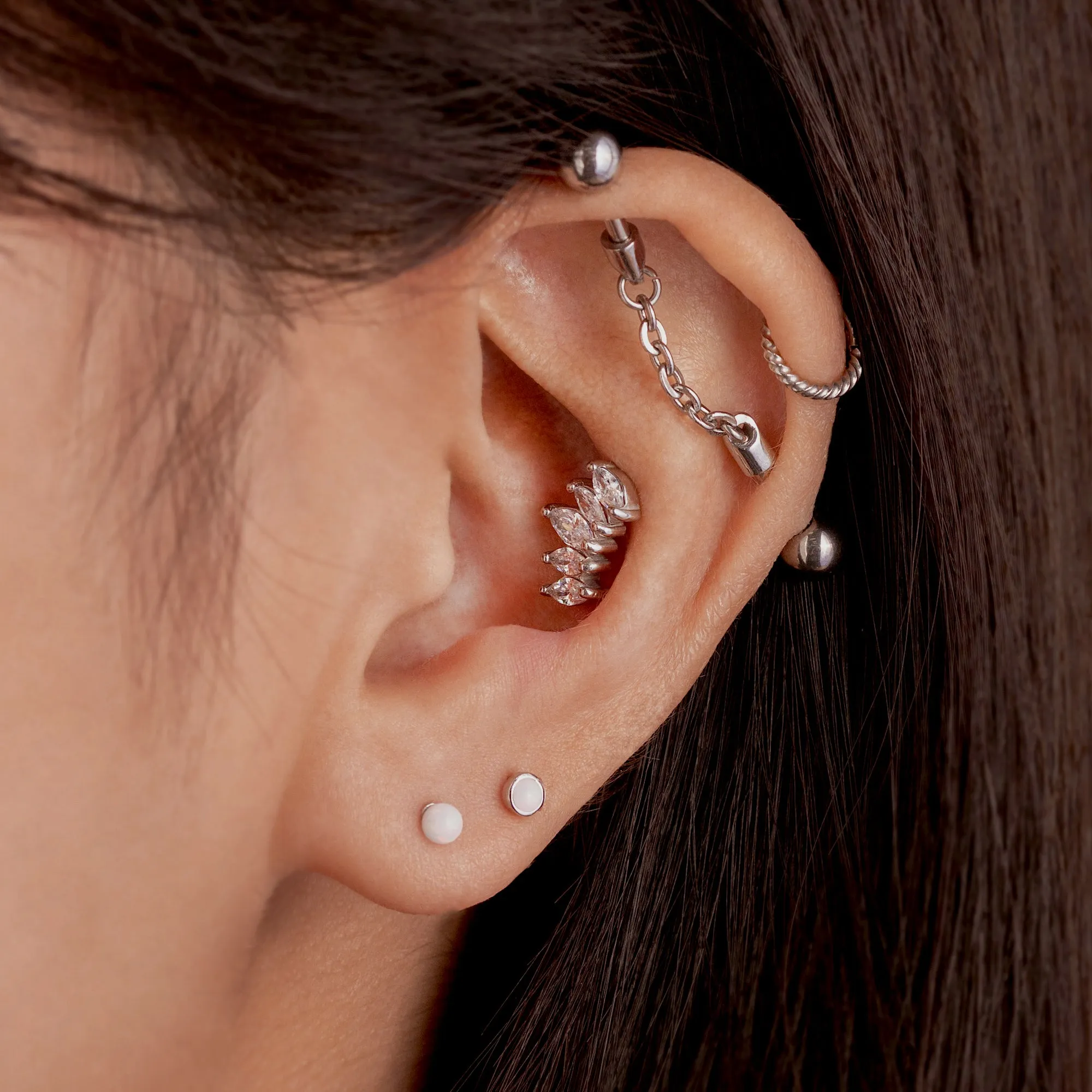 Fire Opal Ball Cartilage Barbell