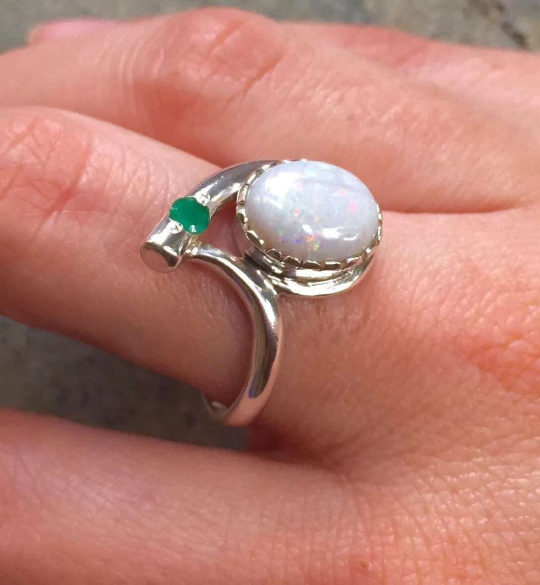 Fire Opal Ring - Opal Teardrop Ring - October Birthstone Ring