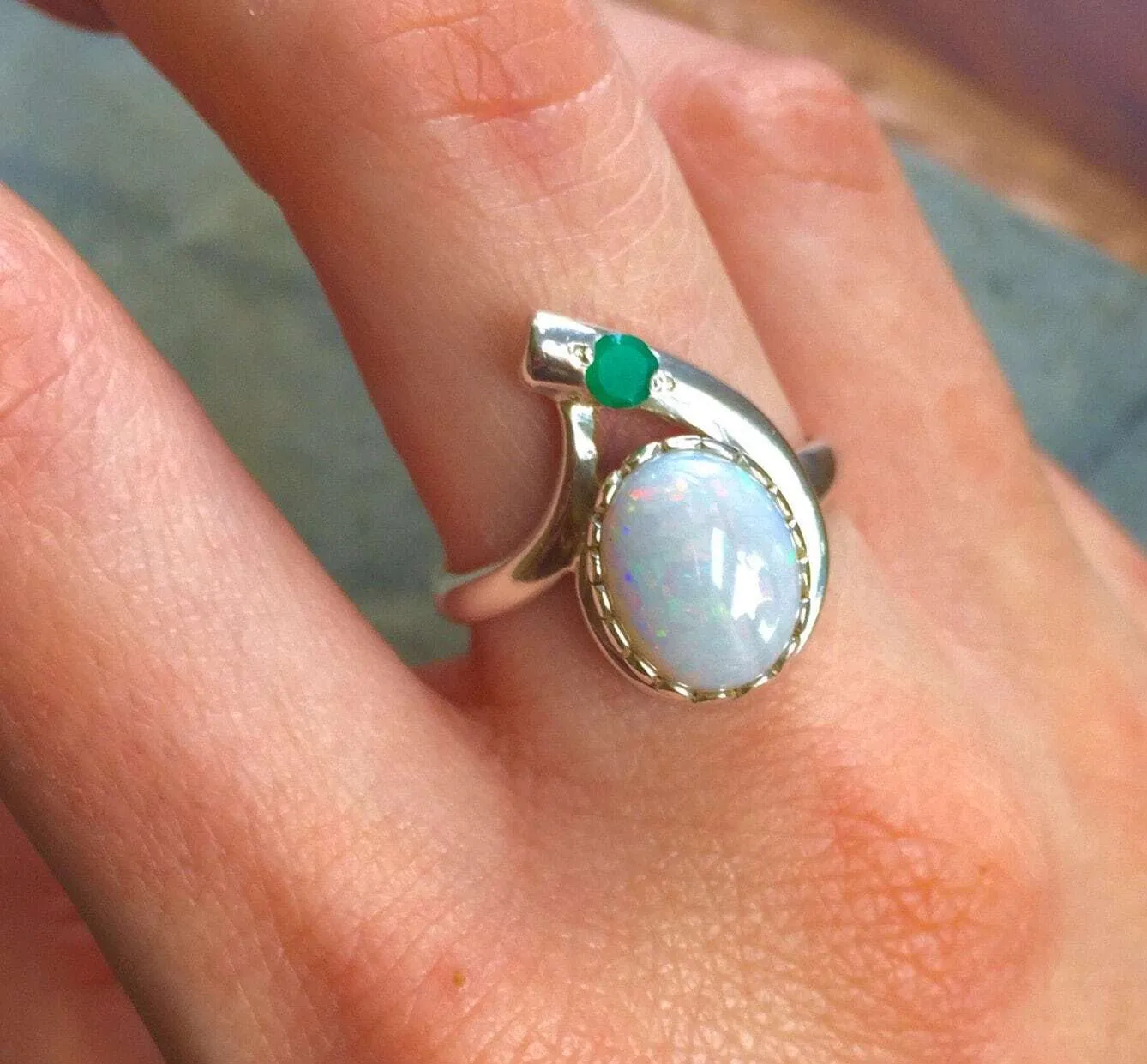 Fire Opal Ring - Opal Teardrop Ring - October Birthstone Ring