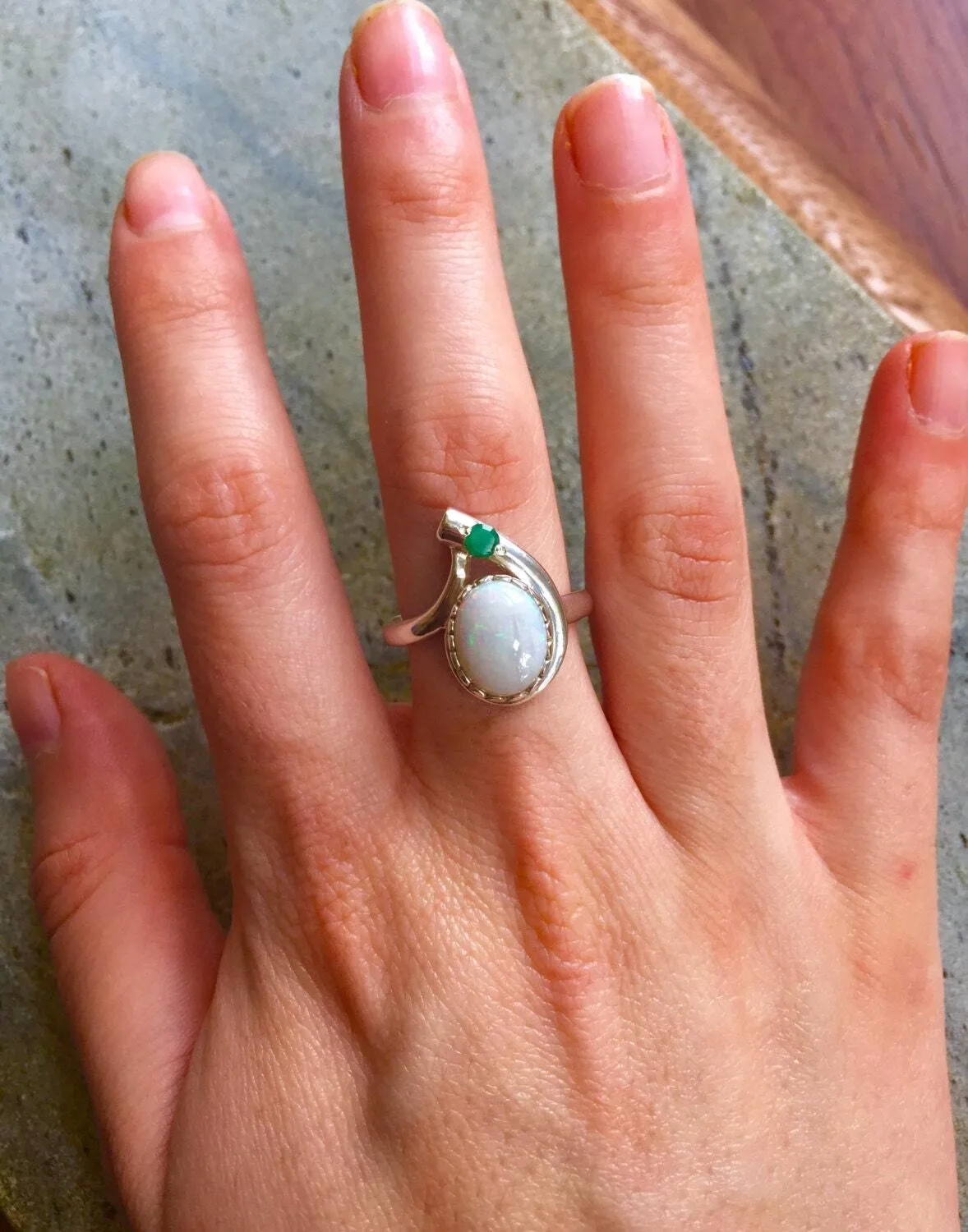 Fire Opal Ring - Opal Teardrop Ring - October Birthstone Ring
