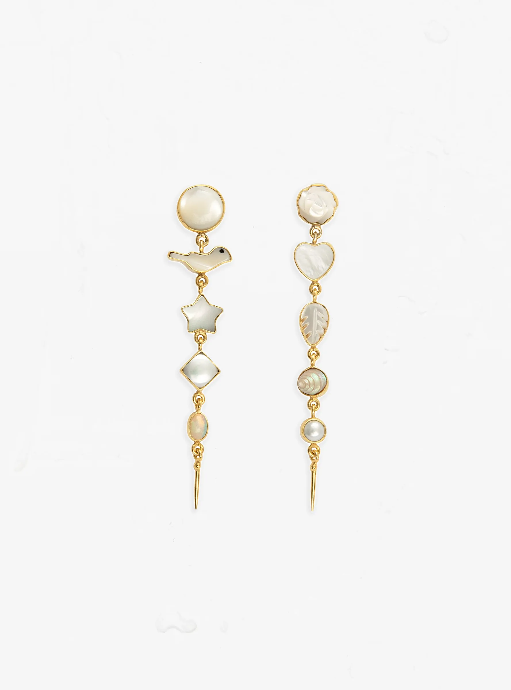 Five Charm With Victorian Drop Earrings White