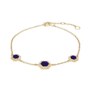 Flat Slice Hex Lapislazuli Armband in Vergoldetem 925 Sterling Silber