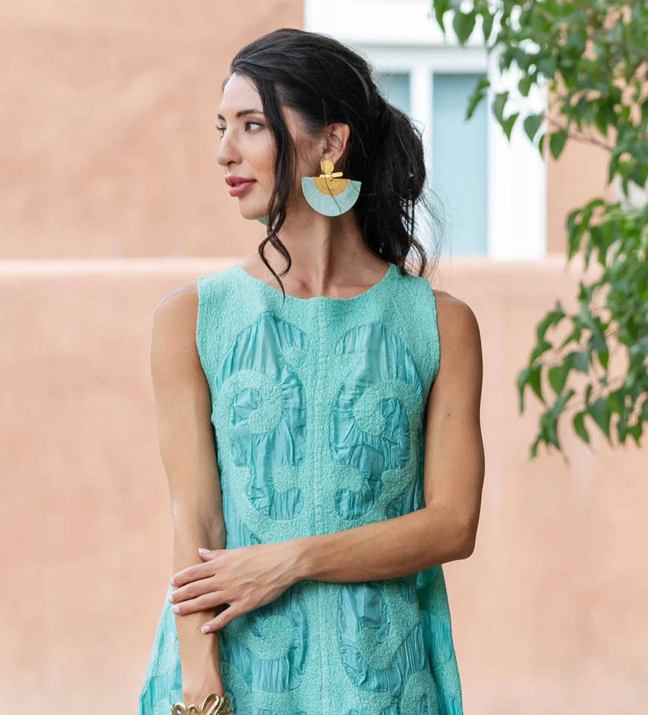 Fringe Crescent Earring: Sea Foam