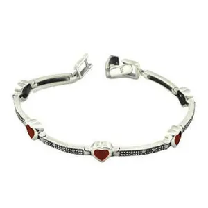 Garnet & Marcasite Gemstone Silver Bracelet