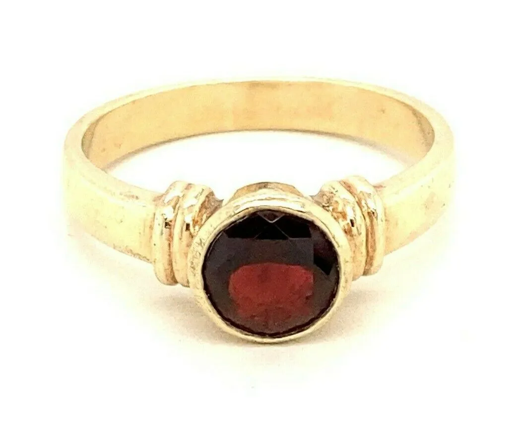 Garnet Dress Ring 9ct Yellow Gold Fine Gemstone Jewellery Band Size: N 1/2