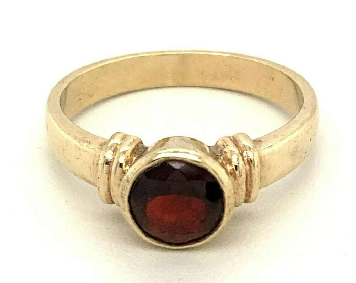 Garnet Dress Ring 9ct Yellow Gold Fine Gemstone Jewellery Band Size: N 1/2