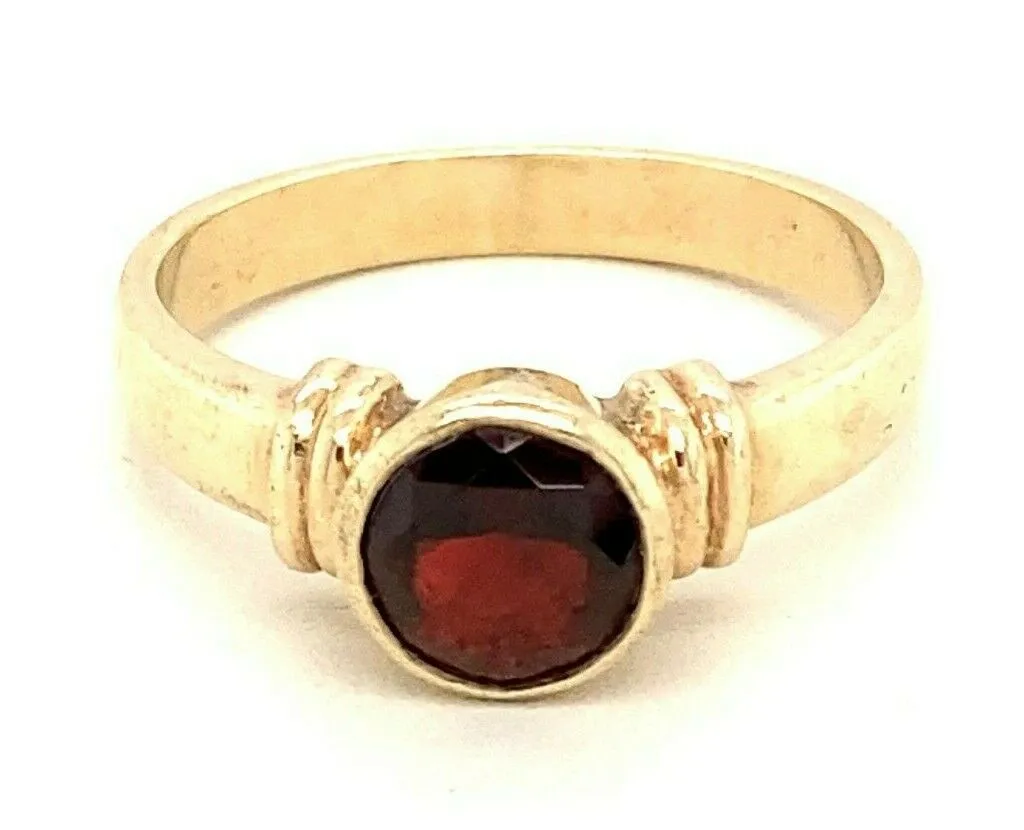 Garnet Dress Ring 9ct Yellow Gold Fine Gemstone Jewellery Band Size: N 1/2
