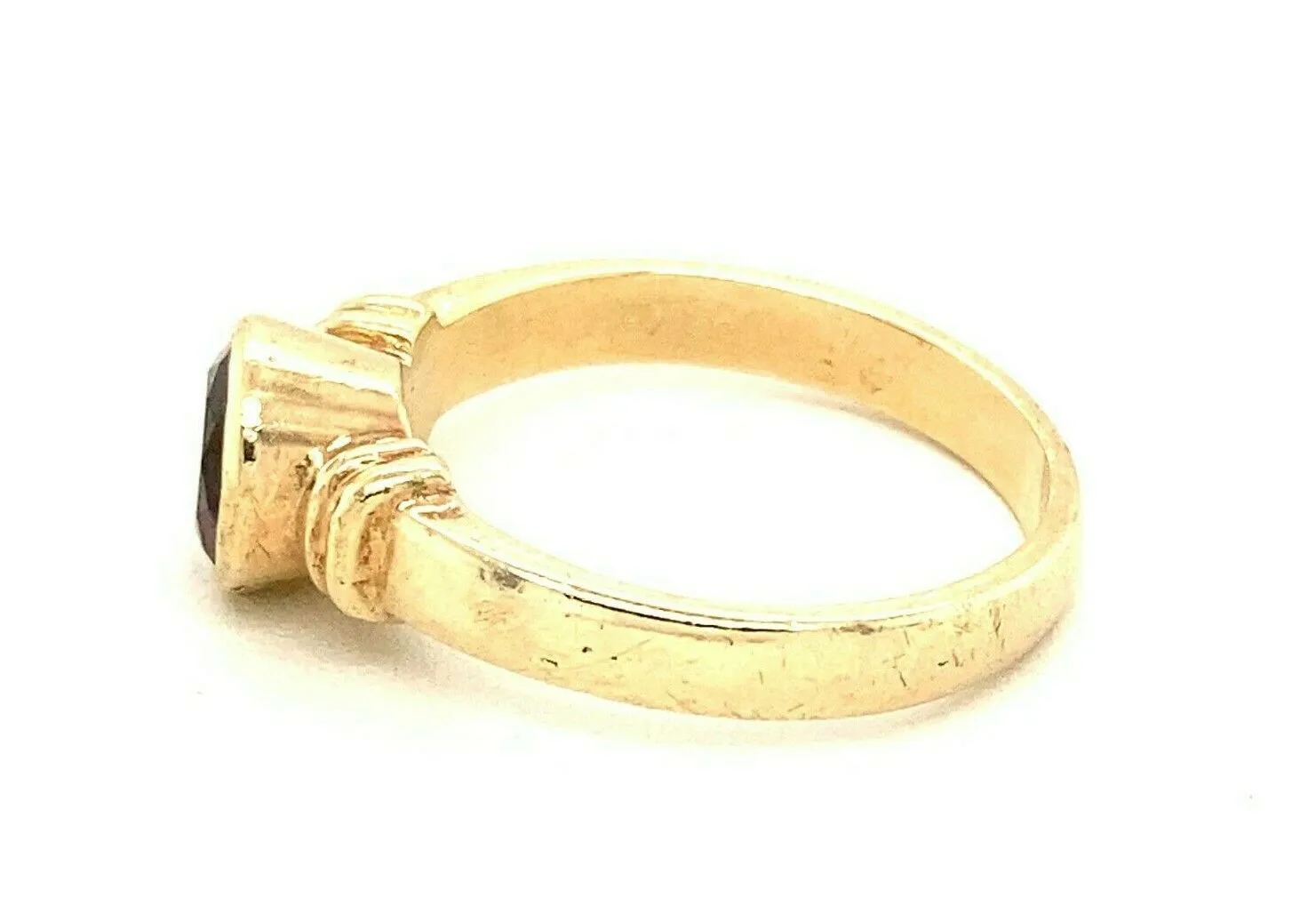 Garnet Dress Ring 9ct Yellow Gold Fine Gemstone Jewellery Band Size: N 1/2