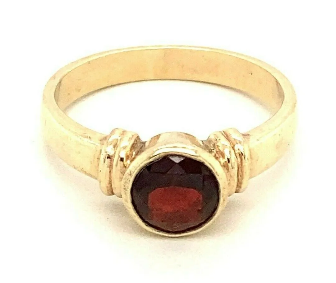 Garnet Dress Ring 9ct Yellow Gold Fine Gemstone Jewellery Band Size: N 1/2