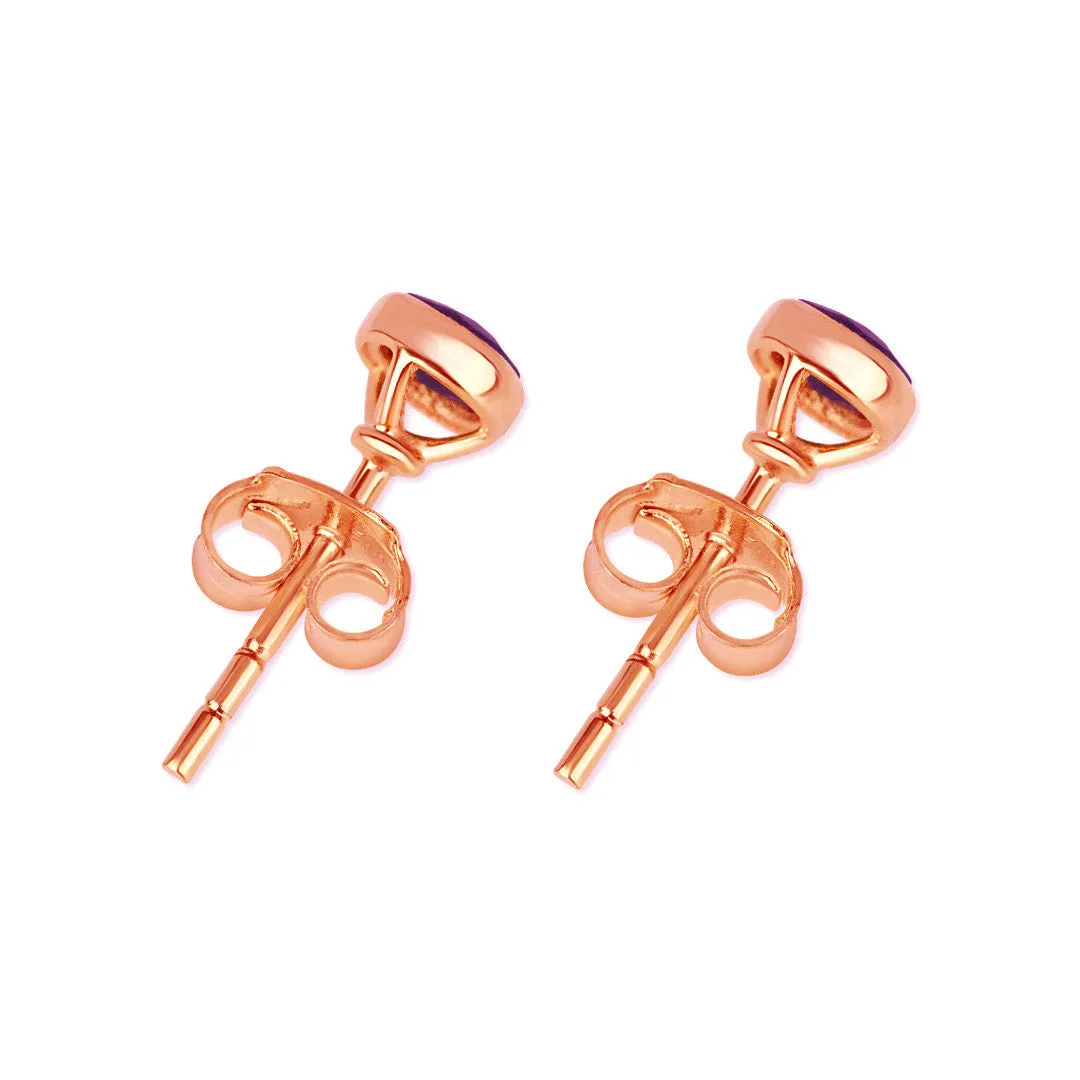 Garnet Mini Stud Earrings | Rose Gold - January