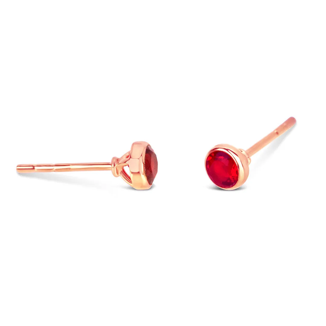 Garnet Mini Stud Earrings | Rose Gold - January