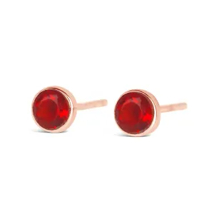Garnet Mini Stud Earrings | Rose Gold - January