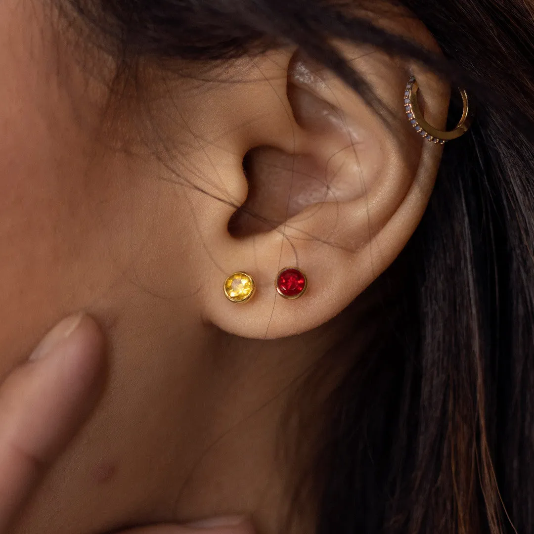 Garnet Mini Stud Earrings | Rose Gold - January
