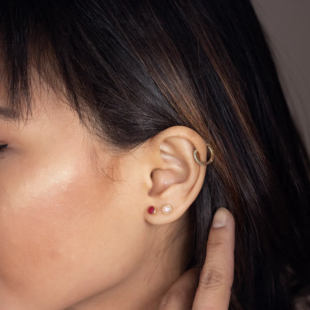 Garnet Mini Stud Earrings | Rose Gold - January