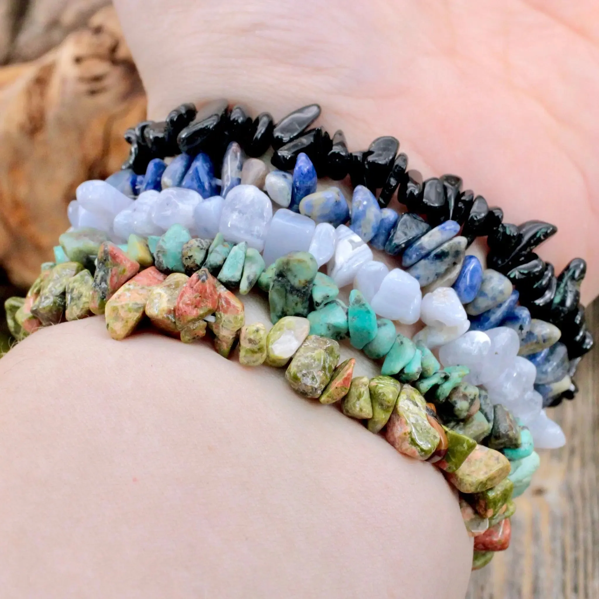Gemstone Chip Bracelet Set #2