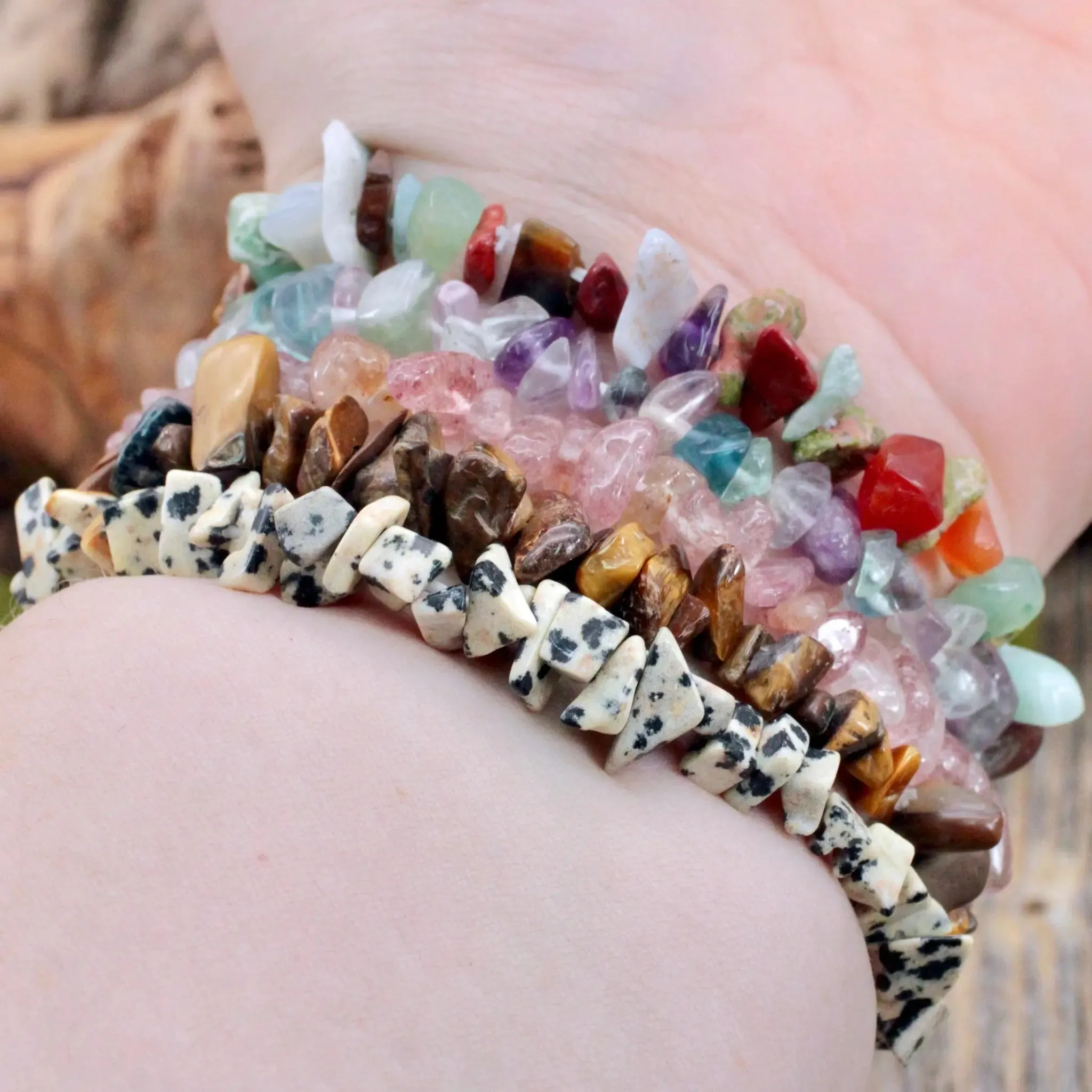Gemstone Chip Bracelet Set #2