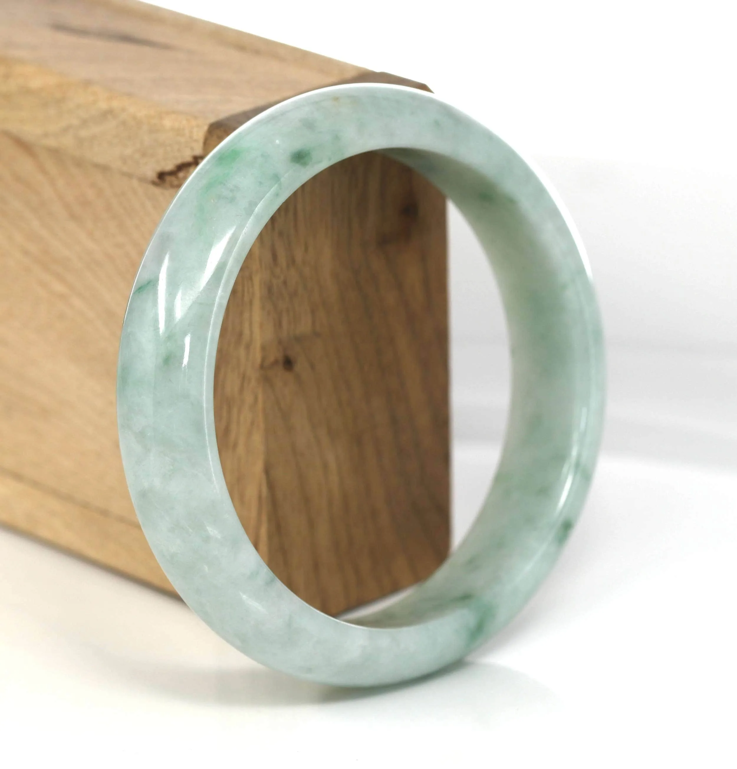 Genuine Burmese Green Jadeite Jade Bangle Bracelet ( 58.0 mm) #399