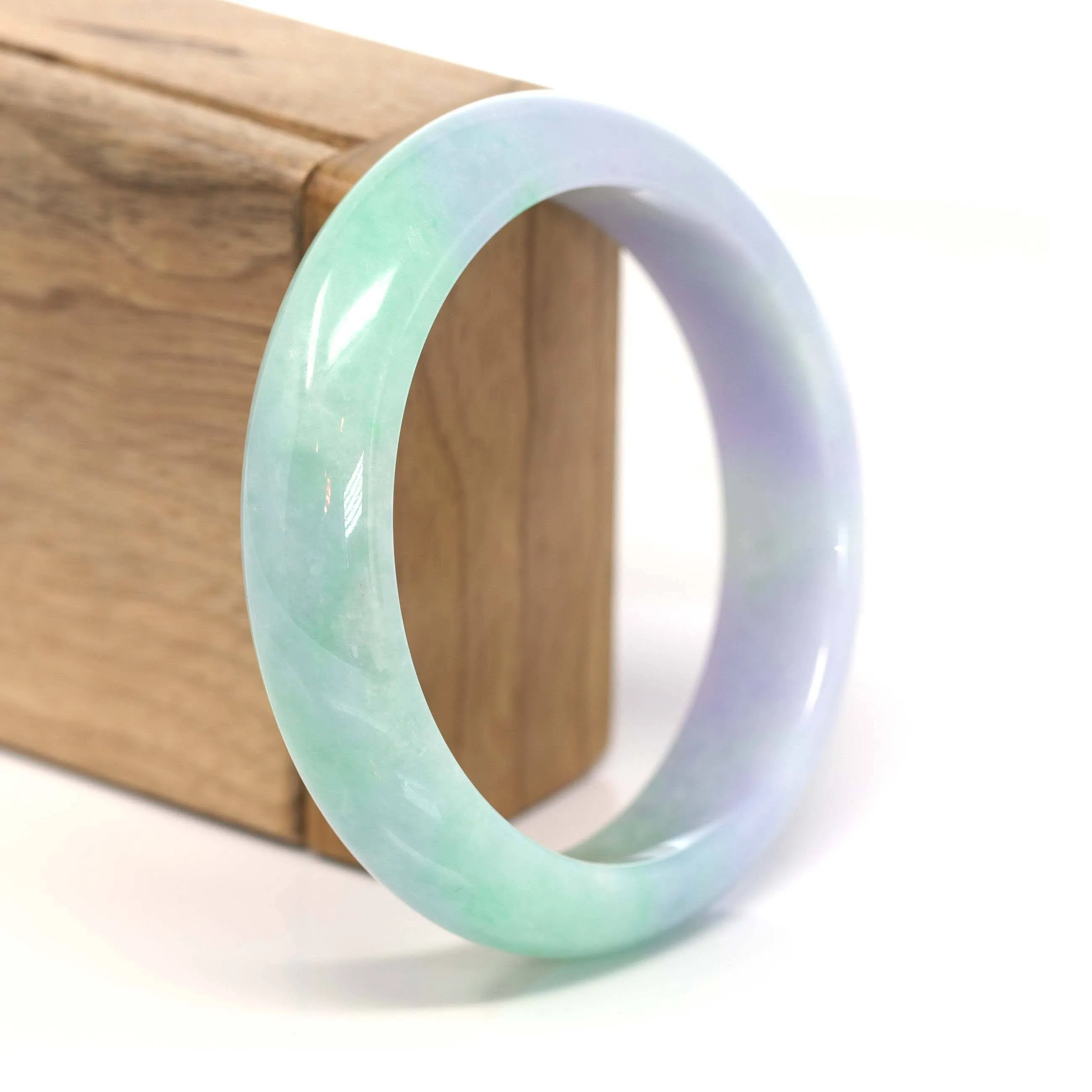 Genuine Burmese Lavender & Green Jadeite Jade Bangle Bracelet ( 59.54 mm ) #209