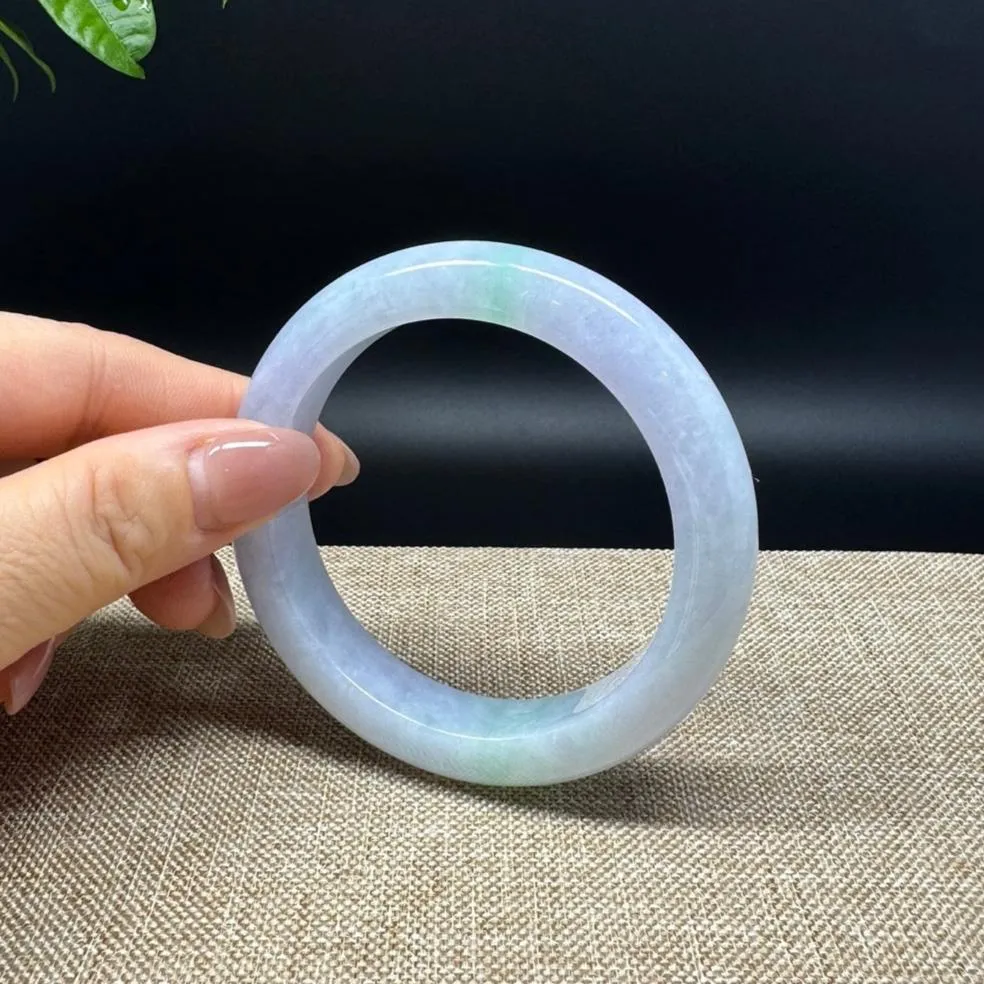 Genuine Burmese Lavender Green Jade Jadeite Bangle Bracelet ( 56.8mm )