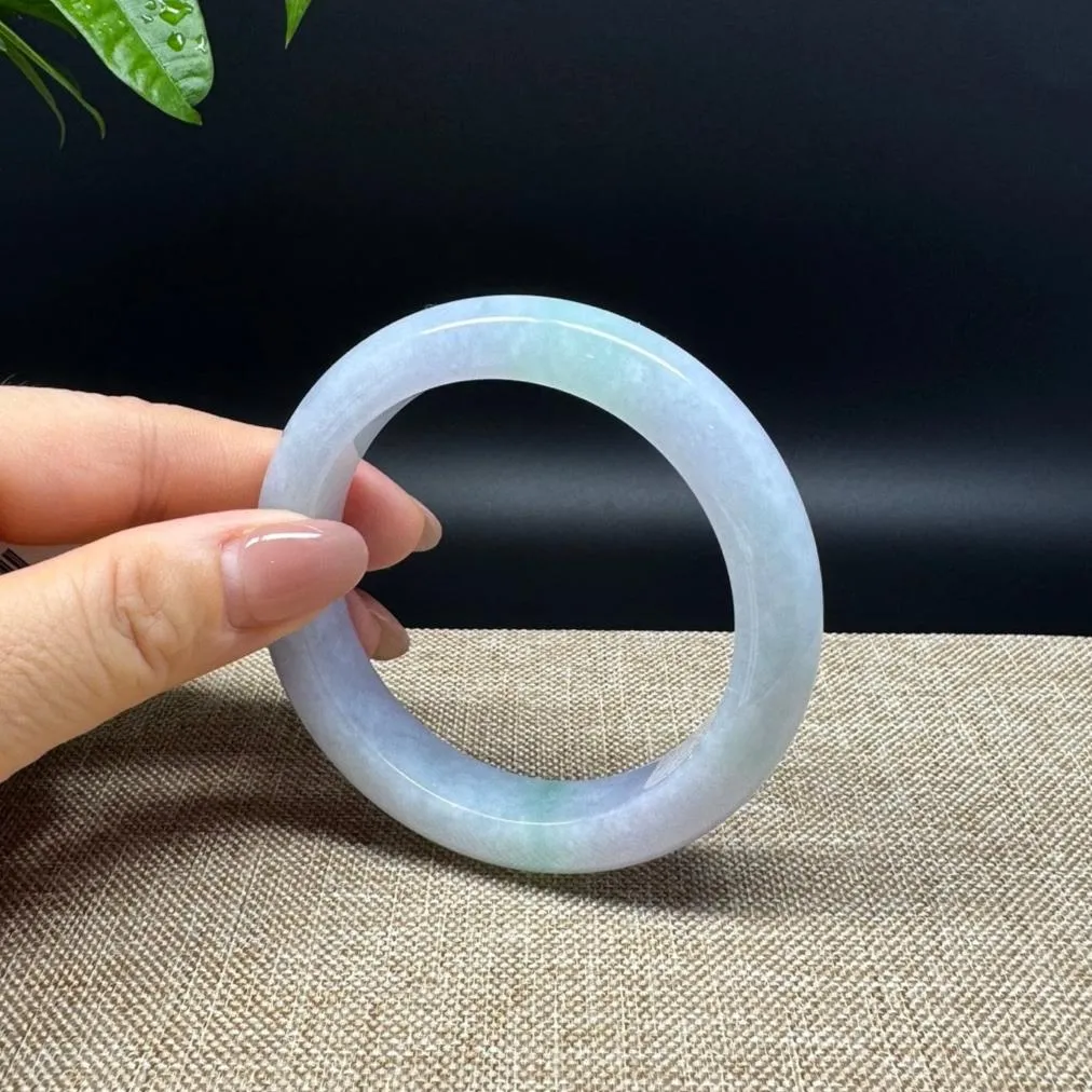 Genuine Burmese Lavender Green Jade Jadeite Bangle Bracelet ( 56.8mm )