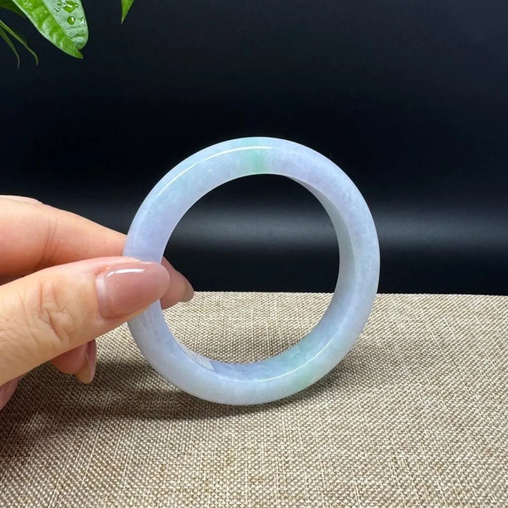 Genuine Burmese Lavender Green Jade Jadeite Bangle Bracelet ( 56.8mm )