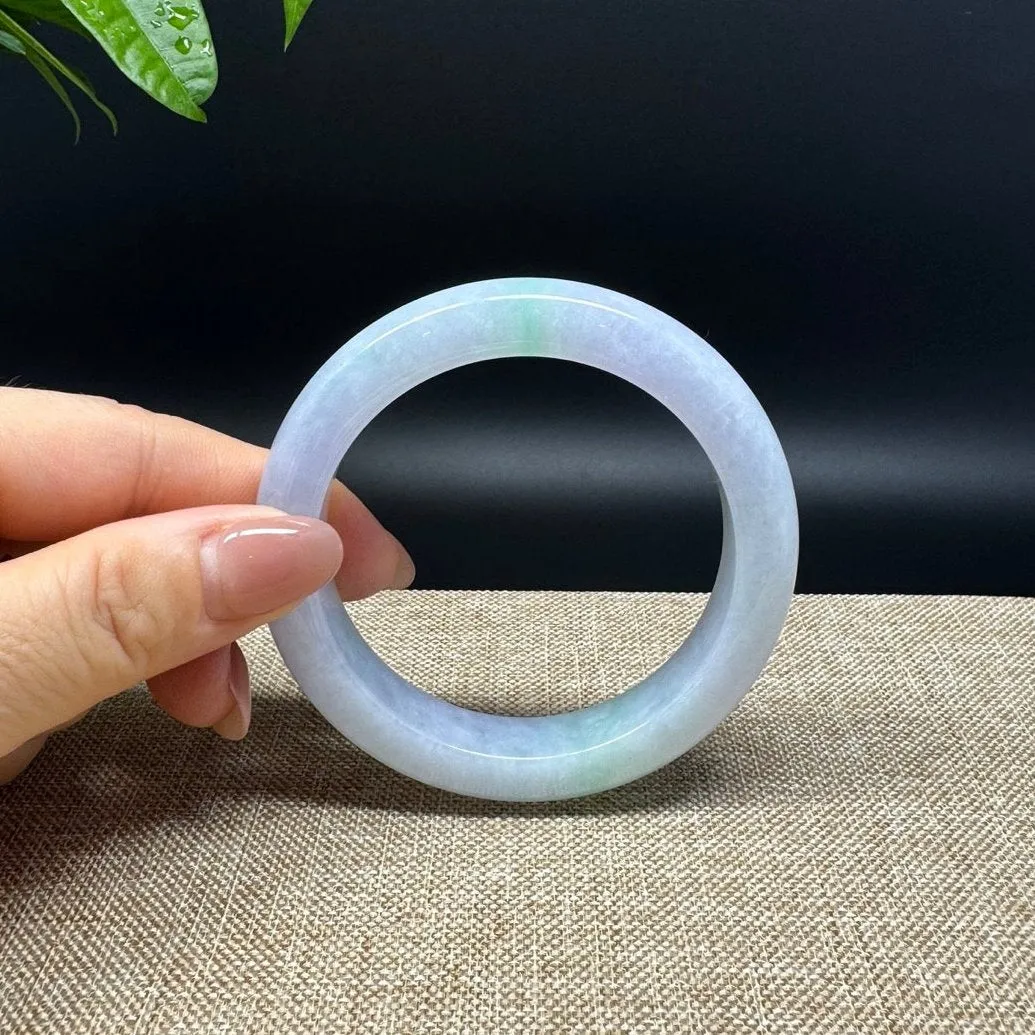 Genuine Burmese Lavender Green Jade Jadeite Bangle Bracelet ( 56.8mm )