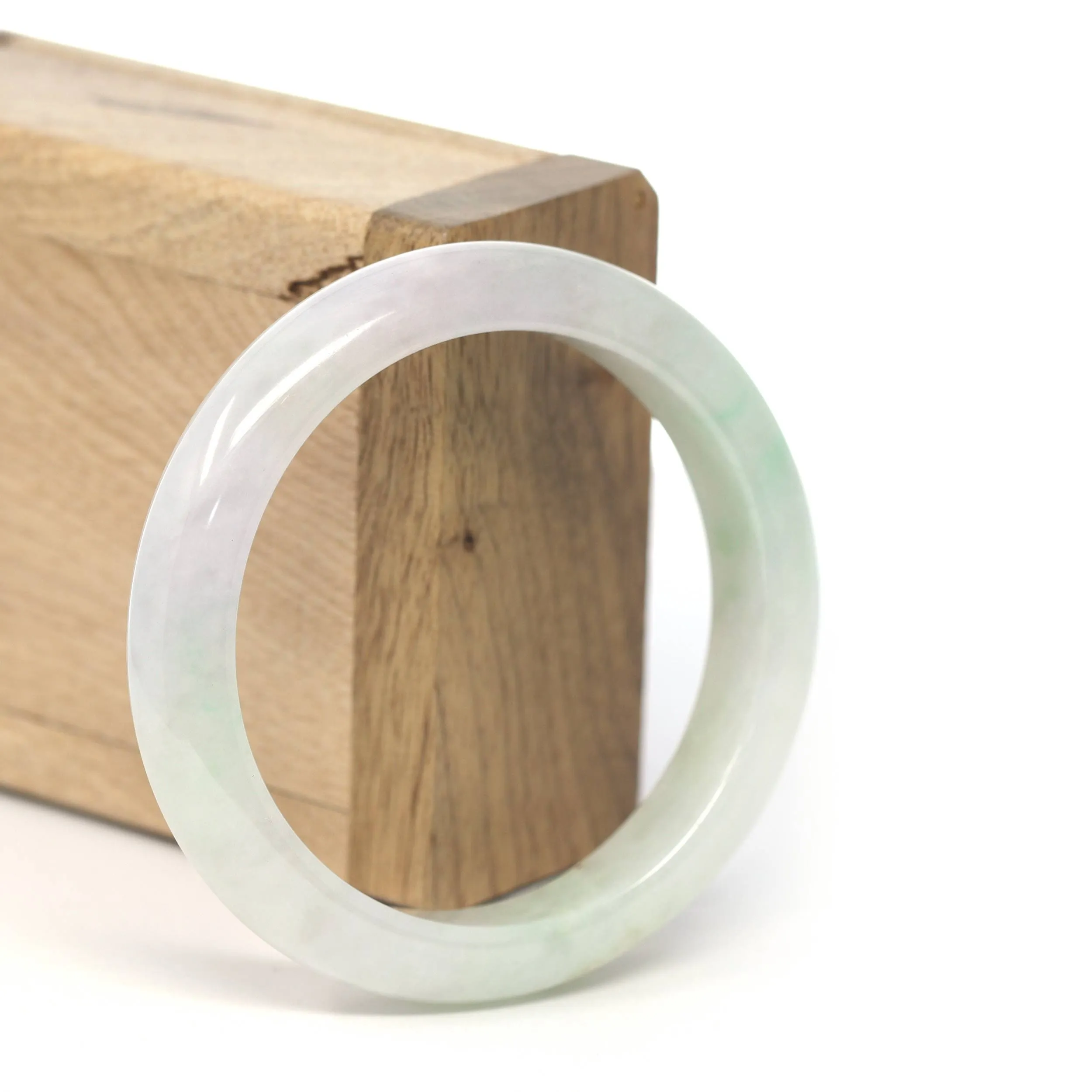 Genuine Burmese Light Lavender & Green Jadeite Jade Bangle Bracelet (54.3mm) #225
