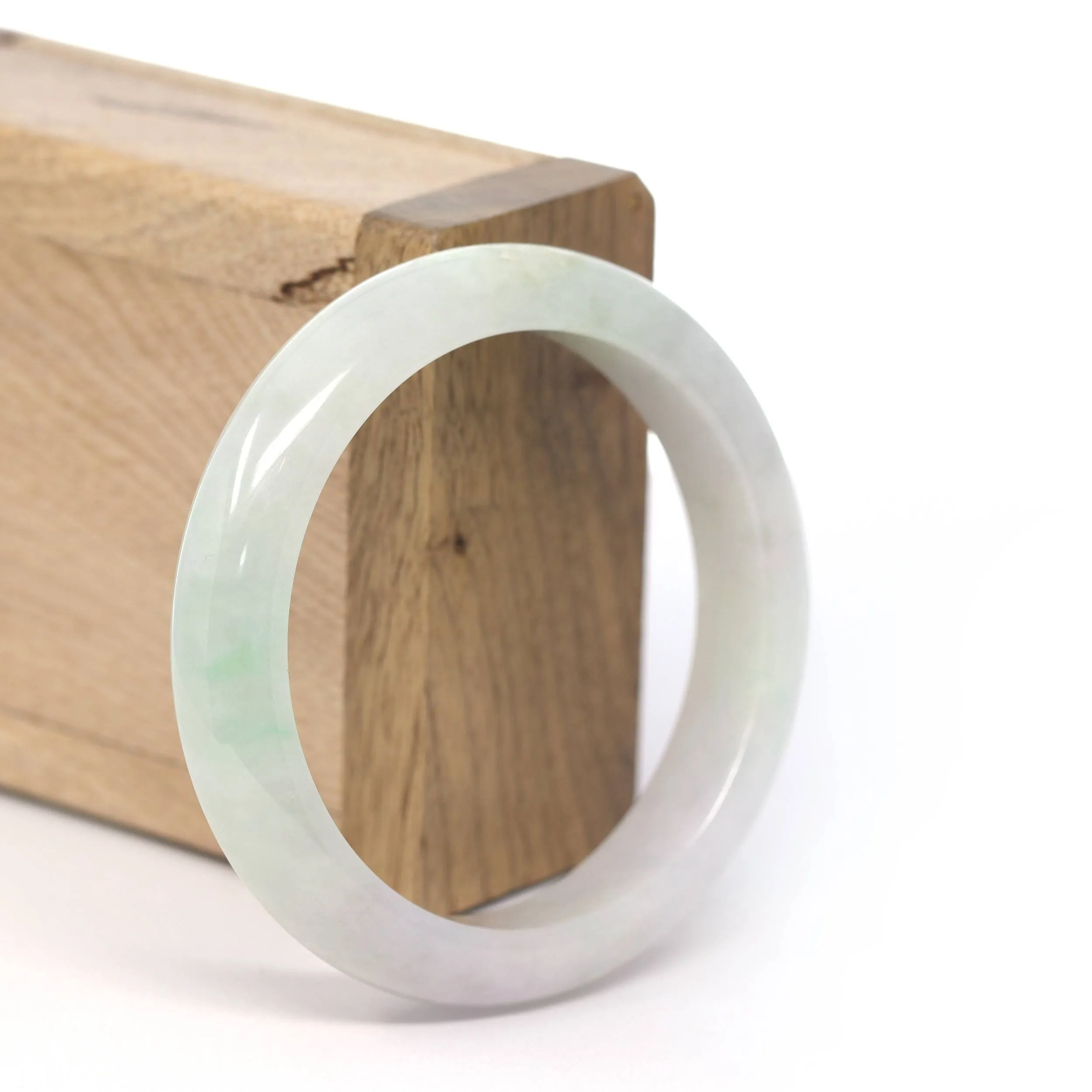 Genuine Burmese Light Lavender & Green Jadeite Jade Bangle Bracelet (54.3mm) #225