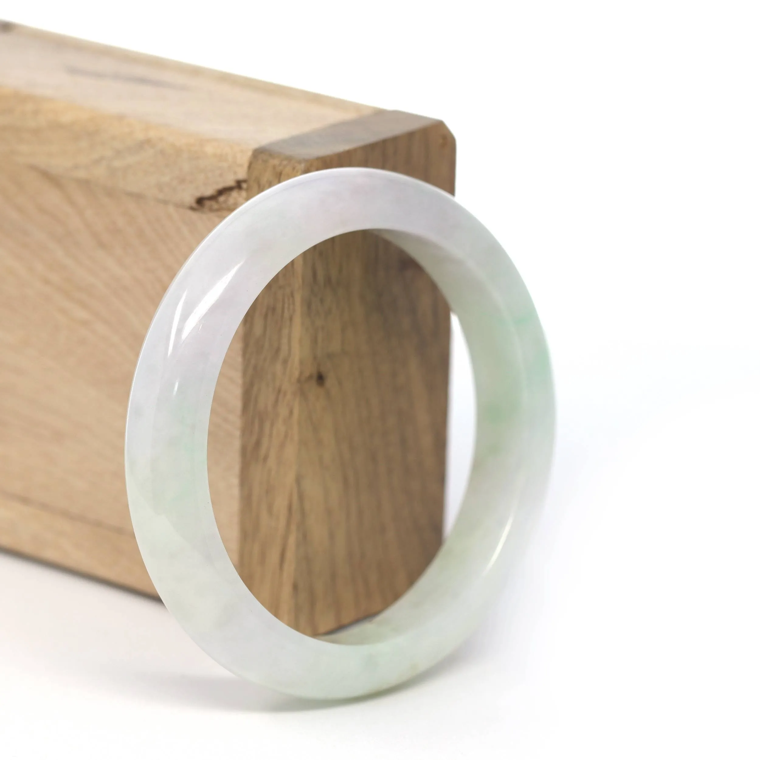 Genuine Burmese Light Lavender & Green Jadeite Jade Bangle Bracelet (54.3mm) #225