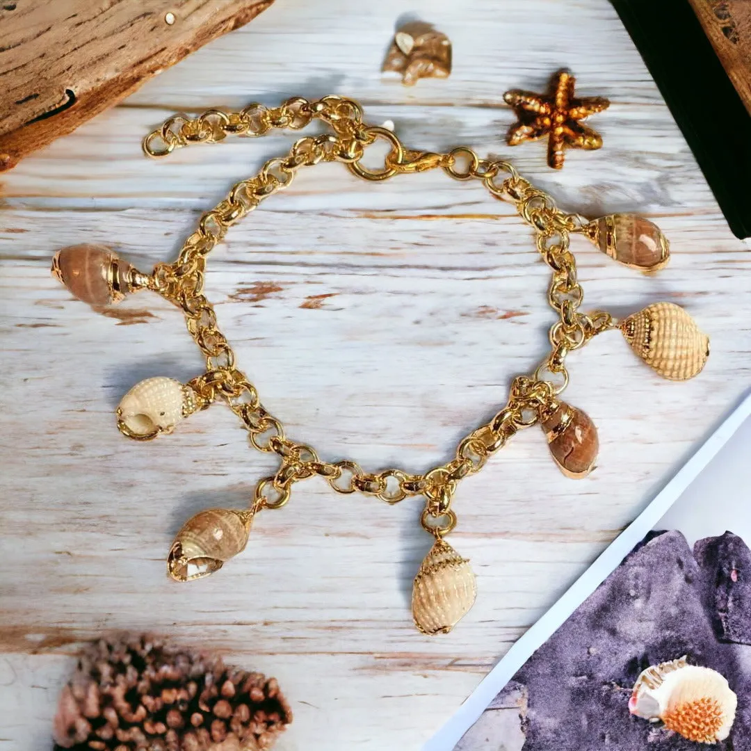 Genuine Conch Seashell Charm Bracelet