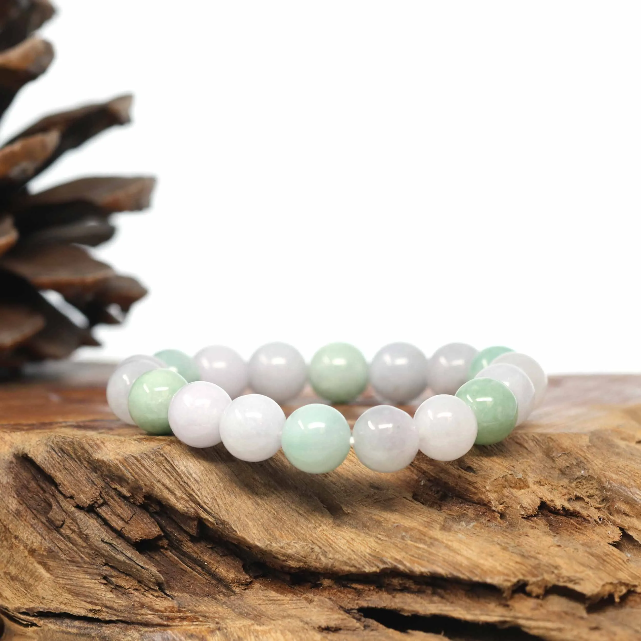 Genuine Jadeite Jade Round Multi Color Beads Bracelet (9.5mm)