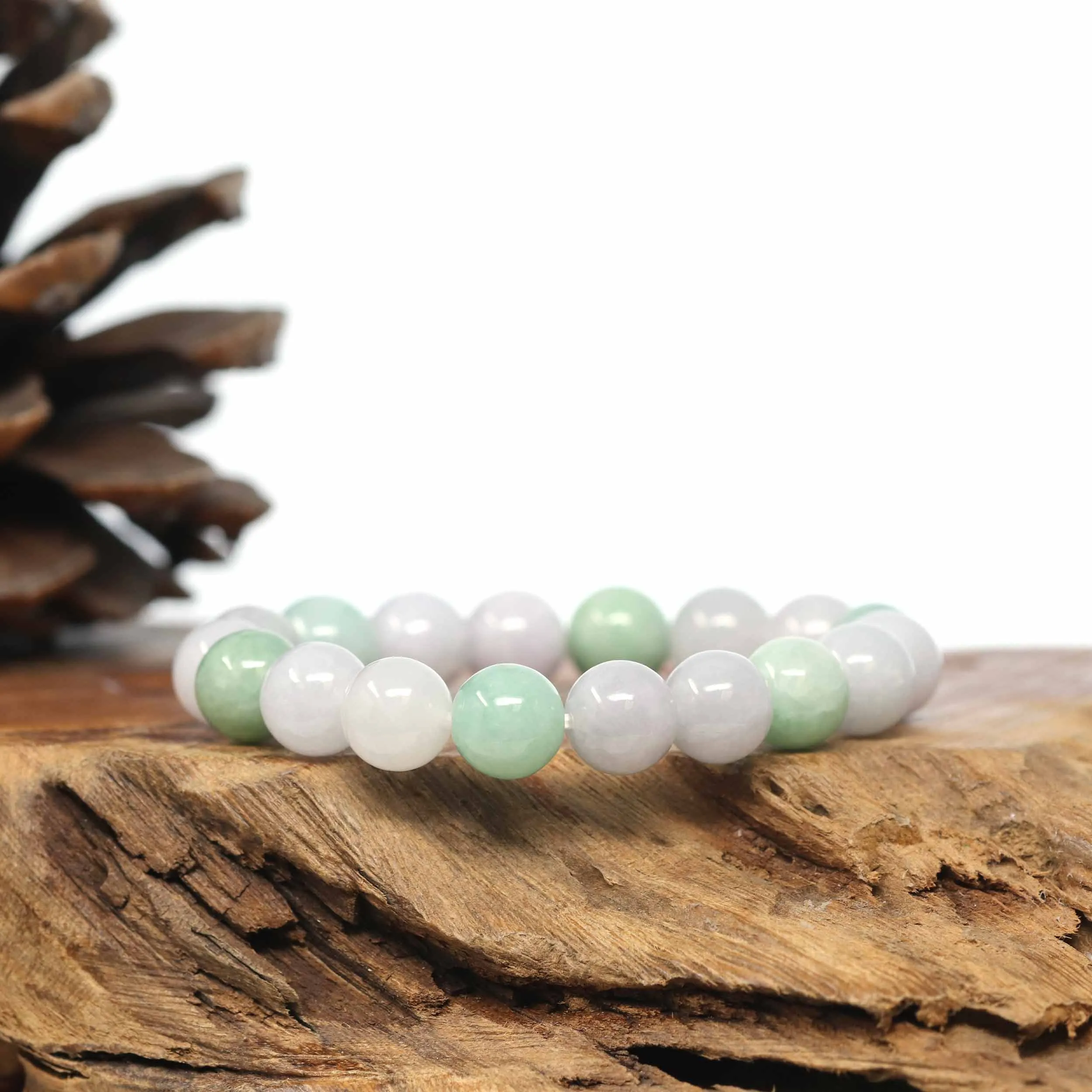 Genuine Jadeite Jade Round Multi Color Beads Bracelet (9.5mm)